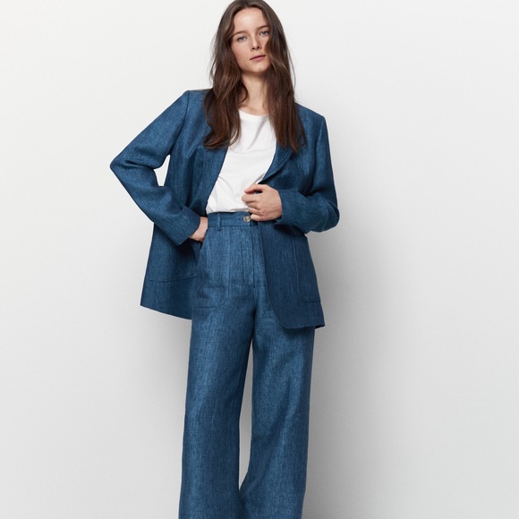 NWOT Chambray Large Denim Blazer - Picture 2 of 4